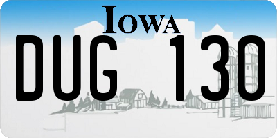 IA license plate DUG130