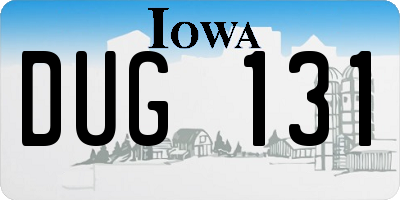 IA license plate DUG131