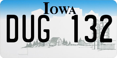 IA license plate DUG132