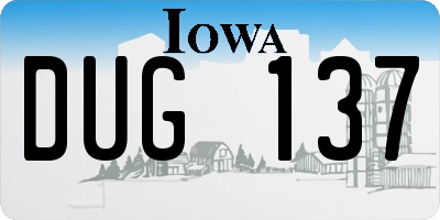 IA license plate DUG137