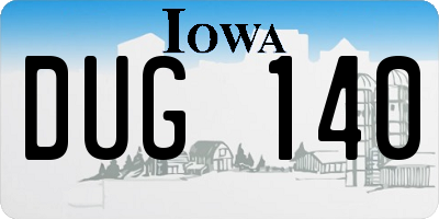 IA license plate DUG140