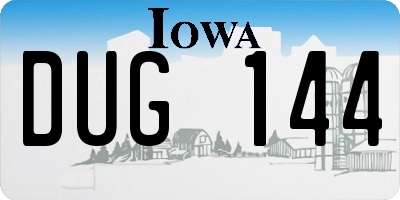 IA license plate DUG144