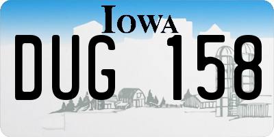 IA license plate DUG158