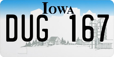 IA license plate DUG167