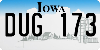 IA license plate DUG173