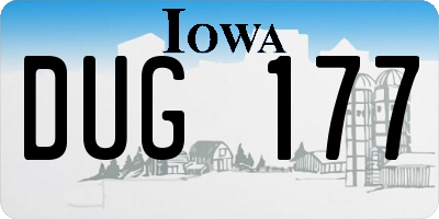 IA license plate DUG177