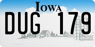 IA license plate DUG179