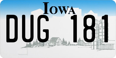 IA license plate DUG181