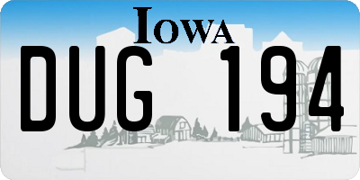 IA license plate DUG194