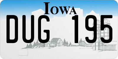 IA license plate DUG195
