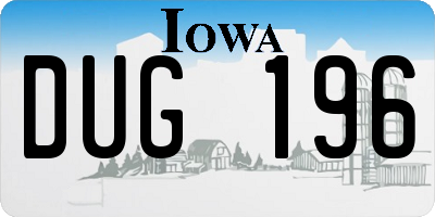 IA license plate DUG196