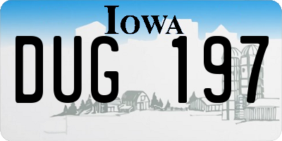 IA license plate DUG197