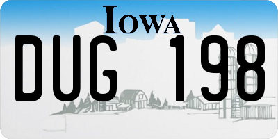 IA license plate DUG198