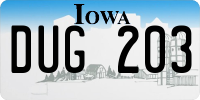 IA license plate DUG203