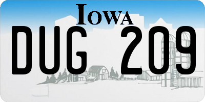 IA license plate DUG209