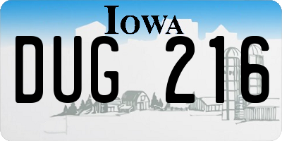 IA license plate DUG216