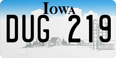 IA license plate DUG219
