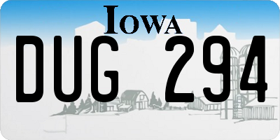 IA license plate DUG294