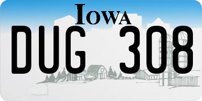 IA license plate DUG308