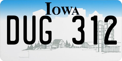 IA license plate DUG312