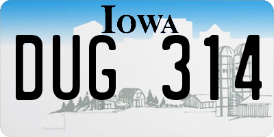 IA license plate DUG314