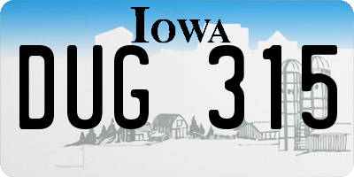 IA license plate DUG315