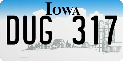 IA license plate DUG317
