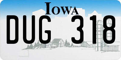 IA license plate DUG318