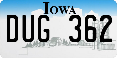 IA license plate DUG362