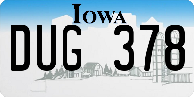 IA license plate DUG378
