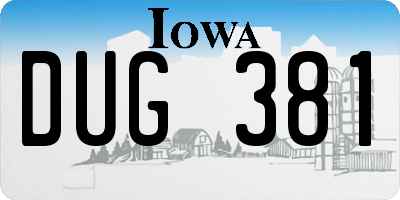 IA license plate DUG381
