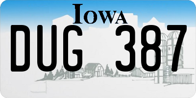 IA license plate DUG387