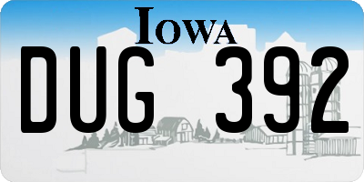 IA license plate DUG392