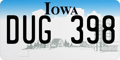 IA license plate DUG398
