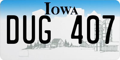 IA license plate DUG407