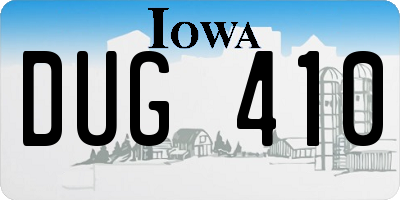 IA license plate DUG410