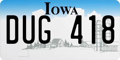 IA license plate DUG418