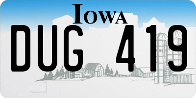 IA license plate DUG419