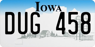 IA license plate DUG458