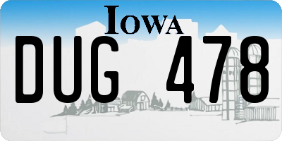 IA license plate DUG478