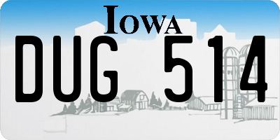 IA license plate DUG514