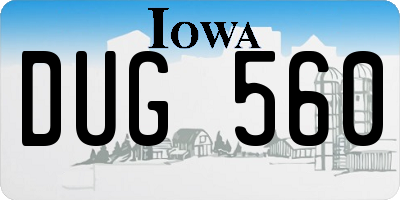 IA license plate DUG560