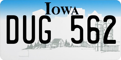 IA license plate DUG562