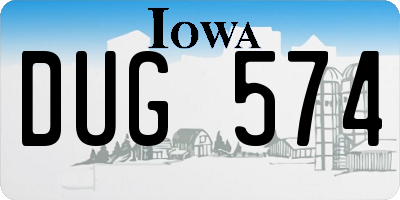 IA license plate DUG574