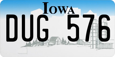 IA license plate DUG576