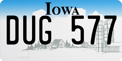 IA license plate DUG577