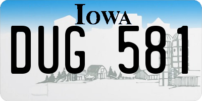 IA license plate DUG581