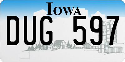 IA license plate DUG597