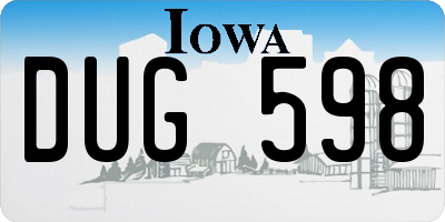 IA license plate DUG598