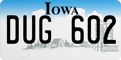 IA license plate DUG602